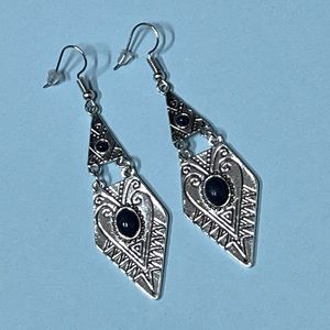 dangle earrings with navy blue stones